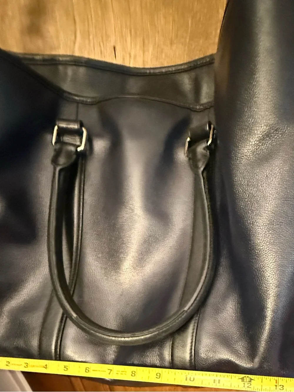 Vintage Coach Black and Navy Leather Crossbody Tote